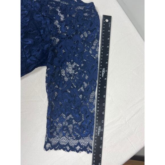 Alie Street Lila Dress‎ Dark Blue Lace Stretch Size 4 Made In London $255 - Picture 5 of 7